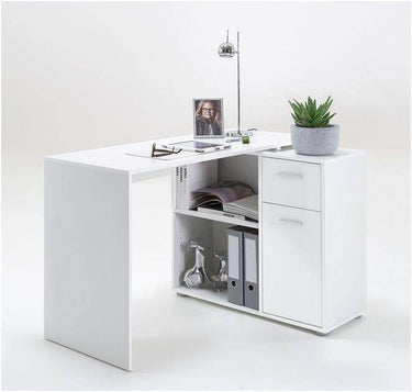 Carin Corner Flexi Desk: Versatile White Office Desk with Storage for Modern Homes - UK Luxury Furniture